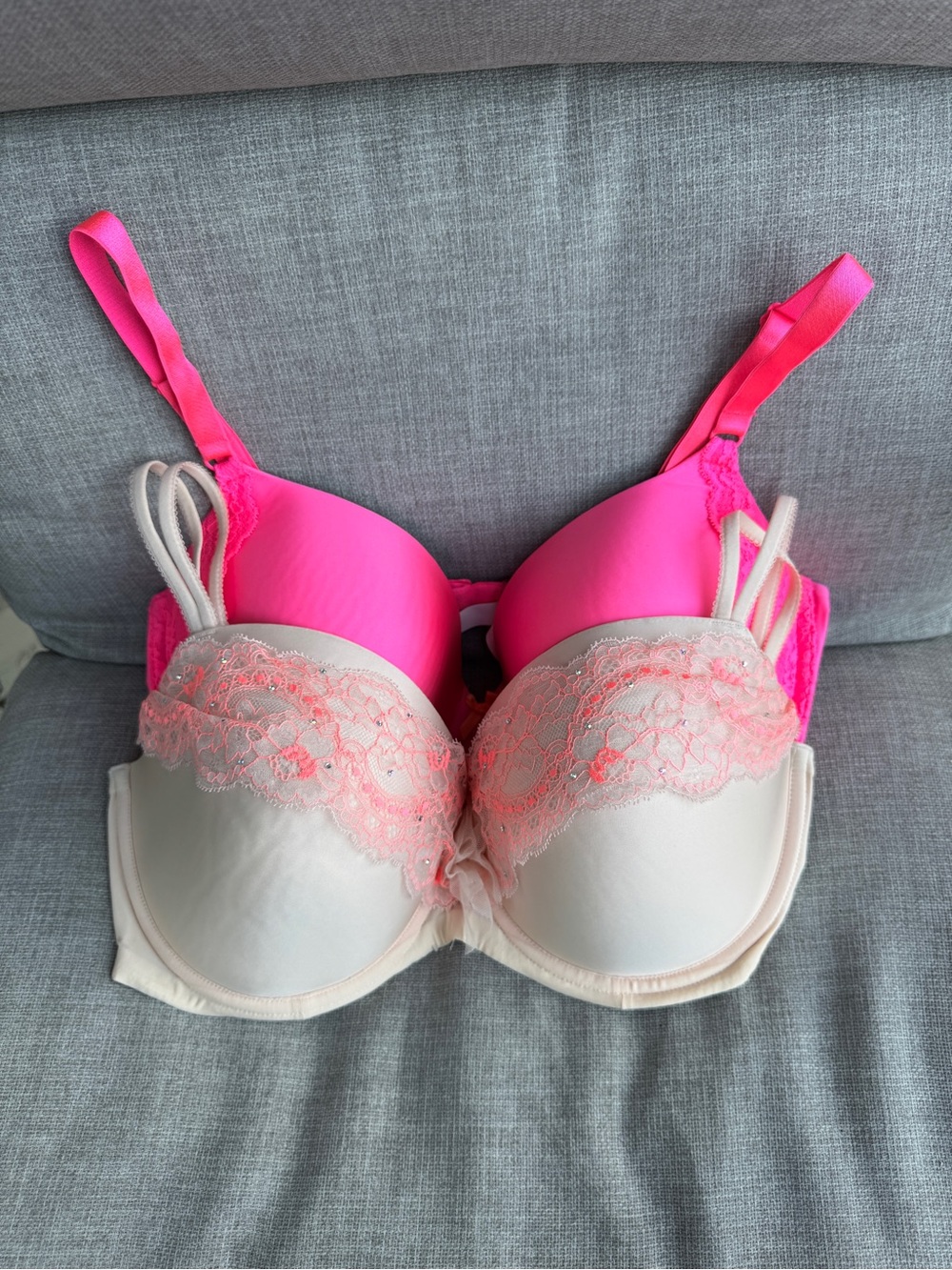 Victorias Secret Lined Demi Bras LOT OF 2 38DD